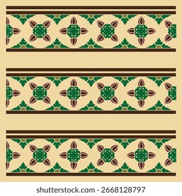 Nahtloses florales und geometrisches Stoffmuster, perfekt für die Kleiderherstellung und das Dekor des Hauses.
Hochwertiger EPS-Vektor, einfach zu bearbeiten und auf verschiedenen Materialien zu drucken.