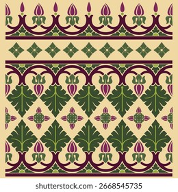 Nahtloses florales und geometrisches Stoffmuster, perfekt für die Kleiderherstellung und das Dekor des Hauses.
Hochwertiger EPS-Vektor, einfach zu bearbeiten und auf verschiedenen Materialien zu drucken.