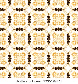 Seamless floral and geometric ornament on background. Floral ornament on background. Template for your design. Wallpaper pattern