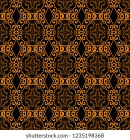 Seamless floral and geometric ornament on background. Template for your design. Wallpaper pattern