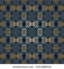 Seamless floral and geometric ornament on background. Template for your design. Wallpaper pattern