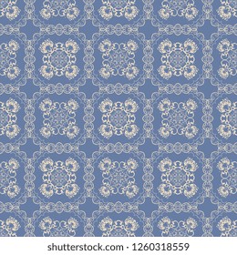 Seamless floral and geometric ornament on background. Floral ornament on background. Template for your design. Wallpaper pattern