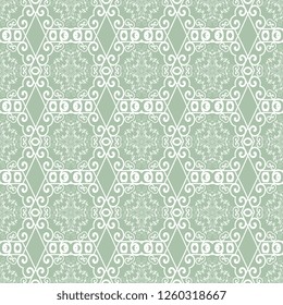 Seamless floral and geometric ornament on background. Template for your design. Wallpaper pattern