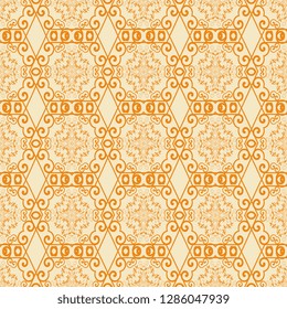 Seamless floral and geometric ornament on background. Template for your design. Wallpaper pattern