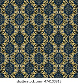 Seamless floral and geometric ornament on background. Set. Wallpaper pattern