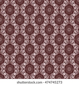 Seamless floral and geometric ornament on background. Wallpaper pattern