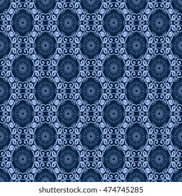 Seamless floral and geometric ornament on background. Wallpaper pattern