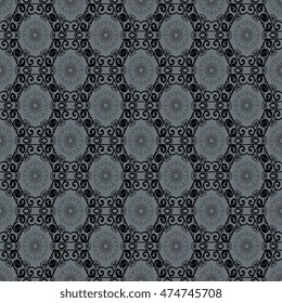 Seamless floral and geometric ornament on background. Wallpaper pattern