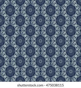 Seamless floral and geometric ornament on background. Wallpaper pattern