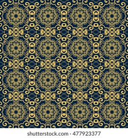 Seamless floral and geometric ornament on background. Wallpaper pattern