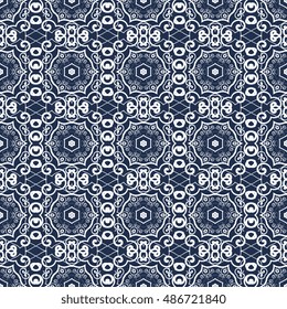 Seamless floral and geometric ornament on background. Wallpaper pattern