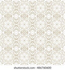 Seamless floral and geometric ornament on background. Wallpaper pattern