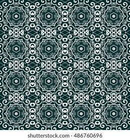 Seamless floral and geometric ornament on background. Wallpaper pattern