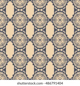 Seamless floral and geometric ornament on background. Wallpaper pattern
