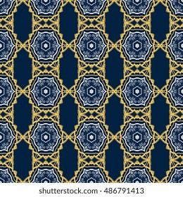 Seamless floral and geometric ornament on background. Wallpaper pattern