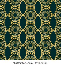 Seamless floral and geometric ornament on background. Wallpaper pattern
