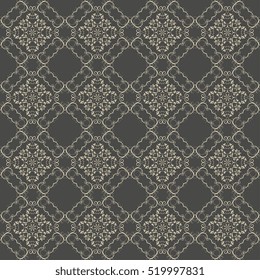 Seamless floral and geometric ornament on background. Wallpaper pattern