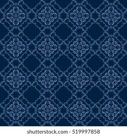 Seamless floral and geometric ornament on background. Wallpaper pattern