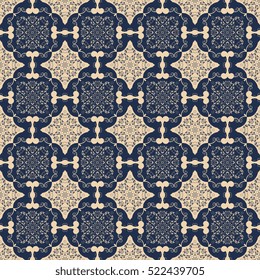 Seamless floral and geometric ornament on background. Wallpaper pattern