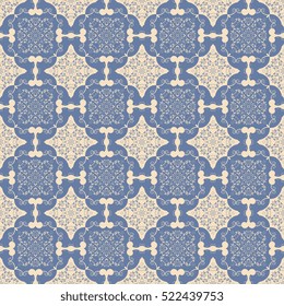 Seamless floral and geometric ornament on background. Wallpaper pattern