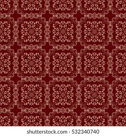 Seamless floral and geometric ornament on background. Wallpaper pattern