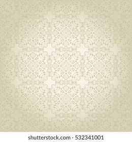 Seamless floral and geometric ornament on background. Wallpaper pattern