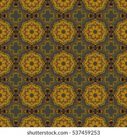 Seamless floral and geometric ornament on background. Wallpaper pattern