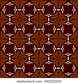 Seamless floral and geometric ornament on background. Wallpaper pattern