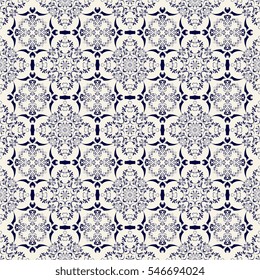 Seamless floral and geometric ornament on background. Wallpaper pattern
