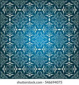 Seamless floral and geometric ornament on background. Wallpaper pattern