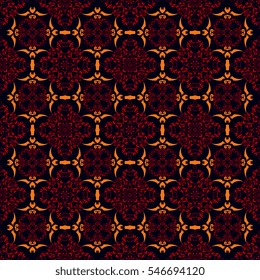 Seamless floral and geometric ornament on background. Wallpaper pattern