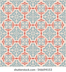 Seamless floral and geometric ornament on background. Wallpaper pattern