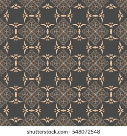 Seamless floral and geometric ornament on background. Wallpaper pattern