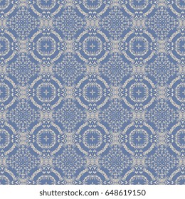 Seamless floral and geometric ornament on background. Wallpaper pattern