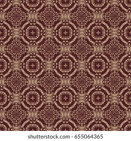 Seamless floral and geometric ornament on background. Wallpaper pattern