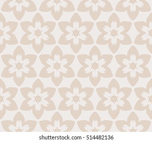 seamless floral geometric pattern. beige color. Texture for holiday card, Valentines day, wedding invitation, design wallpaper, pattern fills, web page, banner, flyer. Vector illustration.
