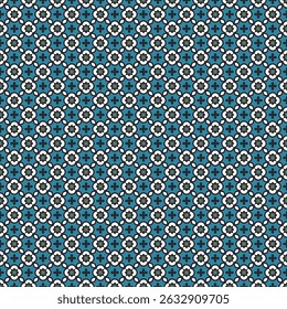 Seamless Floral Geometric Pattern with Blue and Green Accents – High Resolution Design