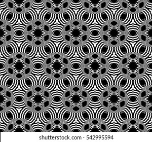 Seamless floral geometric pattern. Decorative ornament. Vector illustration. For print, background, wallpaper, invitation. silver and black
