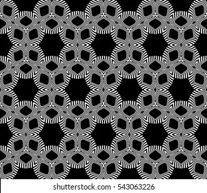 Seamless floral geometric pattern. Decorative ornament. Vector illustration. For print, background, wallpaper, invitation. silver and black