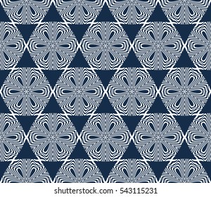 Seamless floral geometric pattern. Decorative ornament. Vector illustration. For print, background, wallpaper, invitation