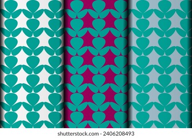 Diseño de patrones geométricos florales sin brillo. diseño de patrones de pasos vectoriales.