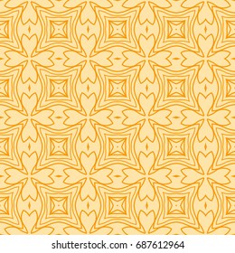 seamless floral geometric pattern. element for fabric print, scrapbook, invitation cards design. vector illustration. orange color