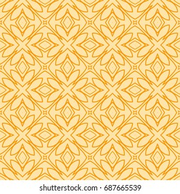 seamless floral geometric pattern. element for fabric print, scrapbook, invitation cards design. vector illustration. orange color
