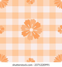 seamless floral geometric pattern. Idea for fabric, tablecloth pattern, wrapping paper, gift paper. orange flower pattern background.
