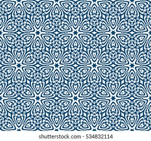 seamless floral geometric pattern. For invitation, design wallpaper. Vector illustration. Silver, blue color