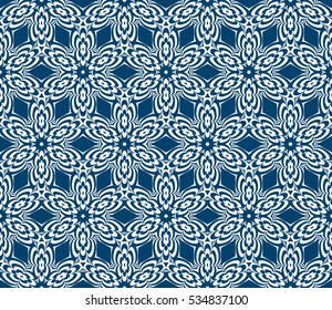 seamless floral geometric pattern. For invitation, design wallpaper. Vector illustration. Silver, blue color