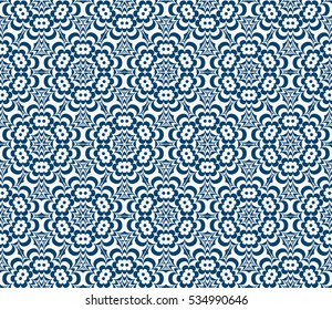 seamless floral geometric pattern. For invitation, design wallpaper. Vector illustration. Silver, blue color