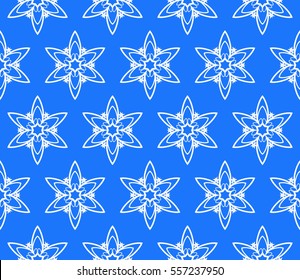 seamless floral geometric pattern. For invitation, design wallpaper. Vector illustration. Silver, blue color