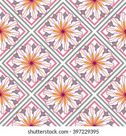 Seamless floral geometric pattern, Ornament in the East Asian style to tile, design, paper, and books