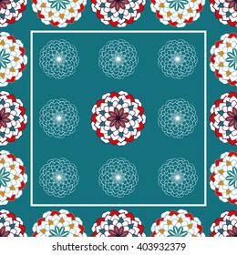 Seamless floral geometric pattern, Ornament in the East Asian style to tile, design, paper, and books. Geometric pattern on a blue background

